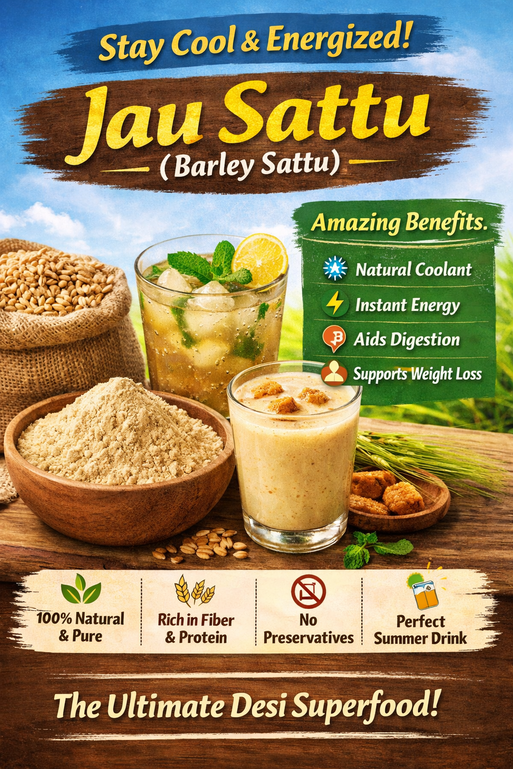 Juo Sattu – Nutritious Roasted Barley Drink Mix for Energy & Refreshment